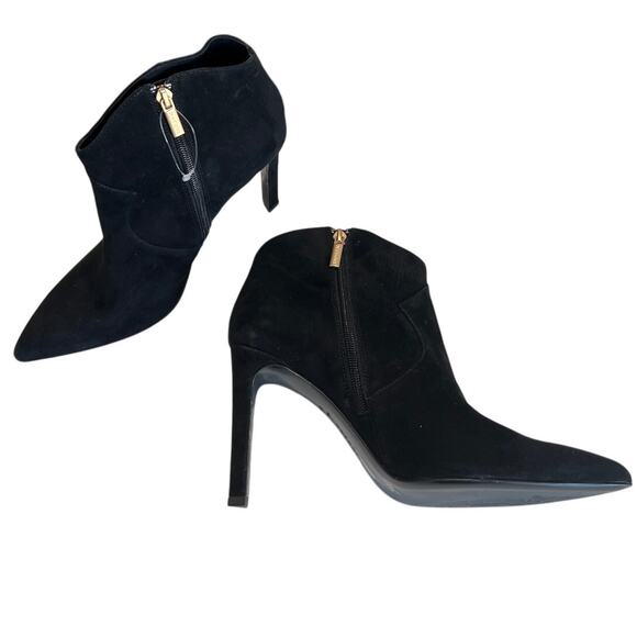 Natori Leiko Black Suede Heeled Bootie Women's Size 11 $285 Indie Biker Western - Picture 1 of 11